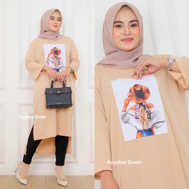 Zamia Midi - Long Tunik Jumbo Babyterry Spandex Print DTS / 376-6953