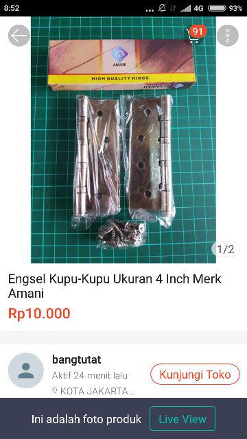 Engsel Kupu-kupu Ukuran 3 Inch Merk Amani