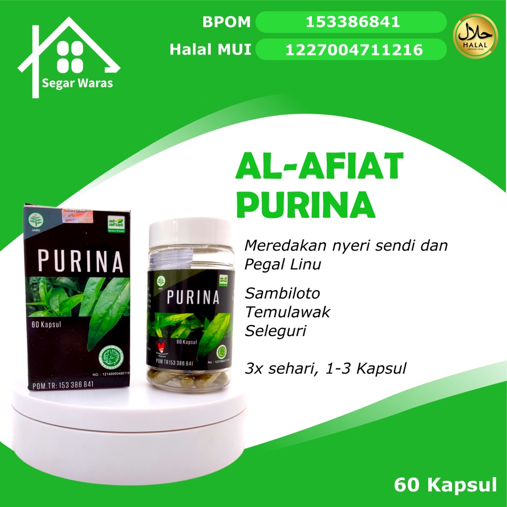 

AL-AFIAT PURINA 60 Kapsul - Obat Nyeri Sendi (Reumatik) dan Anti Pegal Linu