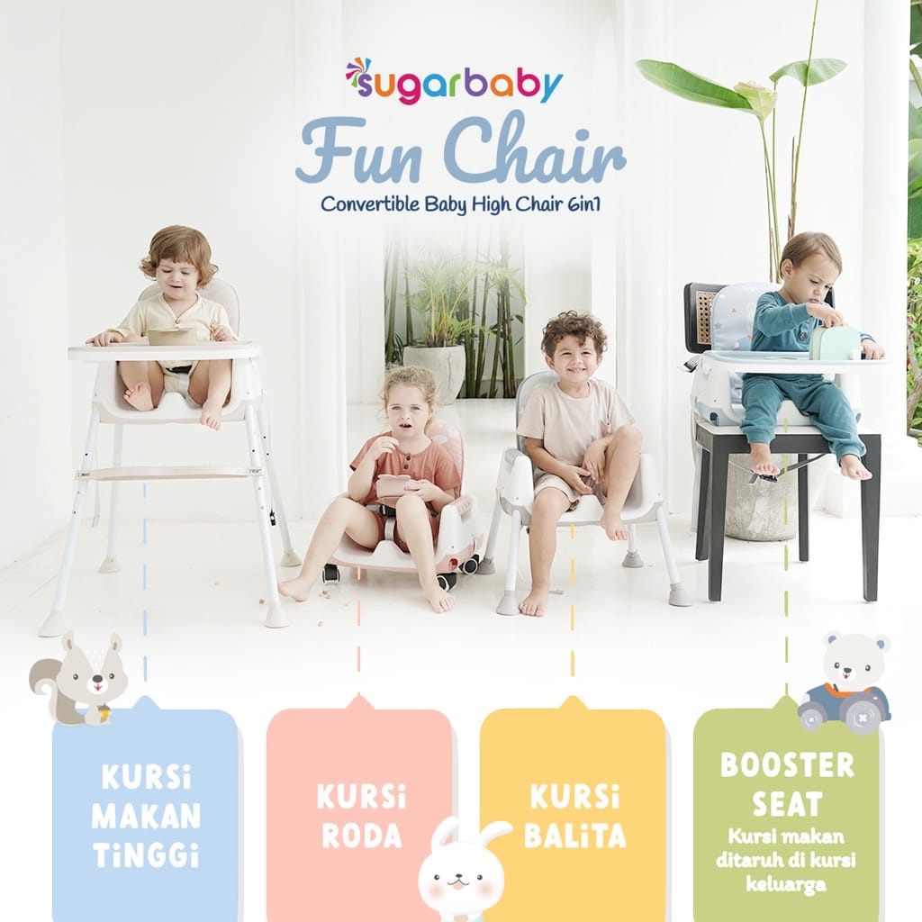 MOMS_ Sugarbaby MY CHAIR // FUN CHAIR (Baby Booster &amp; High Chair) : 6 Growing Stages Kursi Makan Bayi