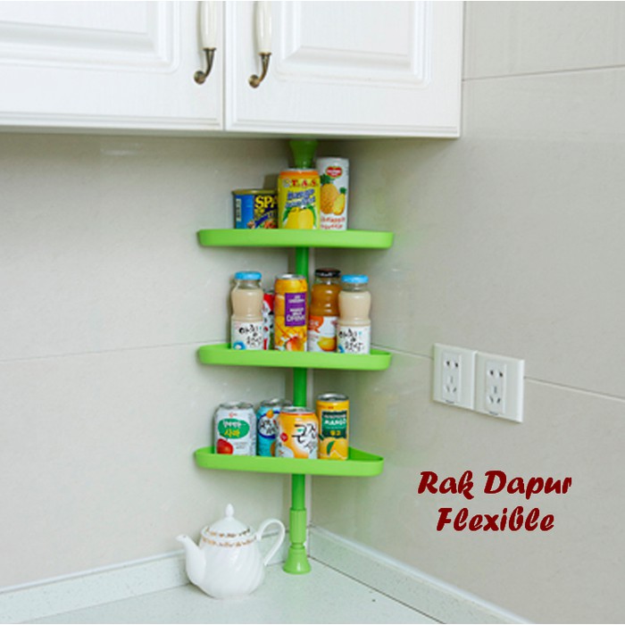 

Rak Dapur susun Flexible SUDUT SIKU tempat sabun bumbu rempah botol