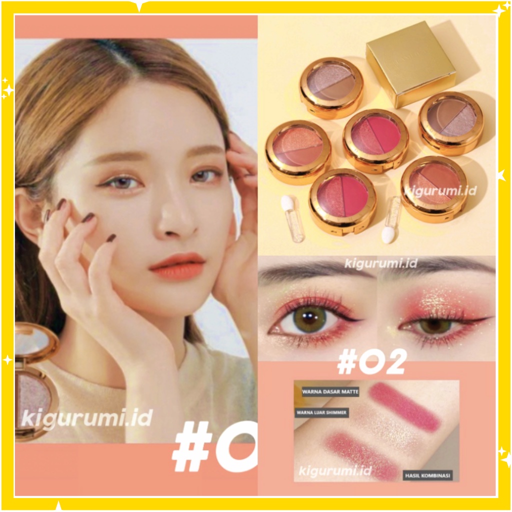 LAMEILA 2 Warna Kombinasi Eyeshadow Highlighter LA165 5121