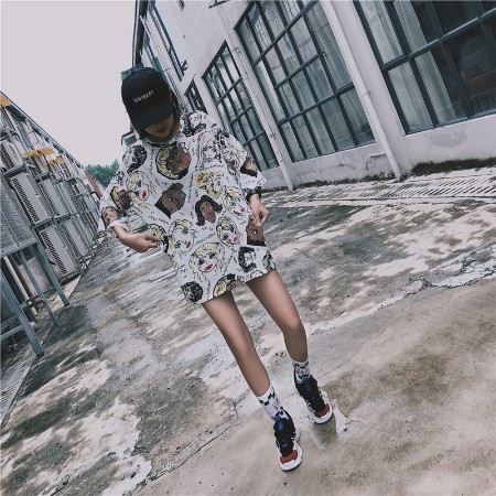 VS - OVERSIZE MELANI  Kaos Wanita korea  ulzzang lengan pendek kaos longgar dicetak