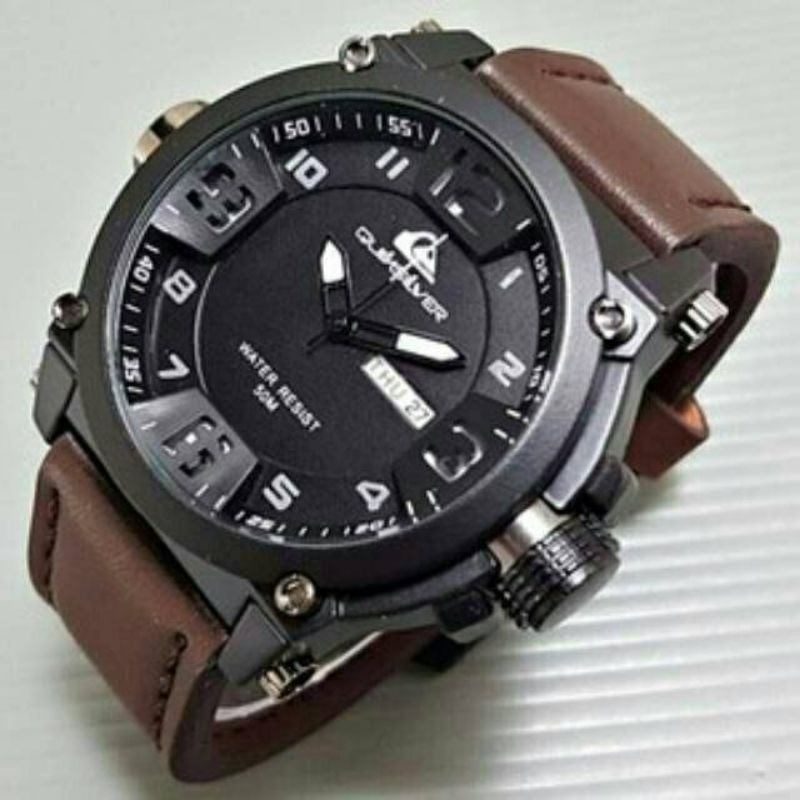 (COD)Jam Tangan Pria Sporty Quicksilver Day Date Aktif Strap Kulit 902