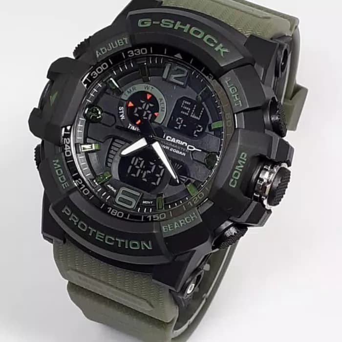 Jam Tangan Gshock GA201 Water Resist Bisa Berenang - Hitam tali Hijau