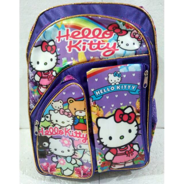 Tas ransel sekolah sd hello Kitty ungu. Tas hello Kitty ungu