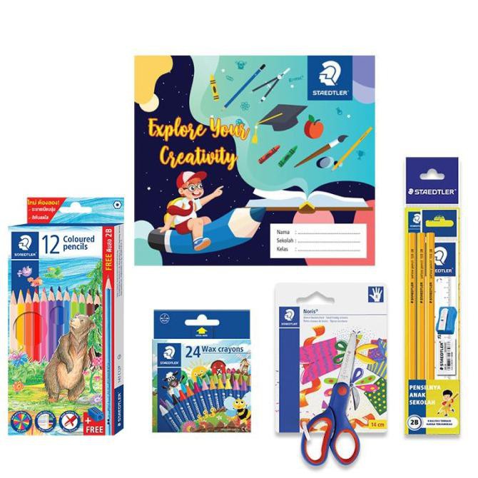 

(PERALATAN MENGGAMBAR) STAEDTLER PAKET MEWARNAI TK - FREE BUKU GAMBAR TERLARIS