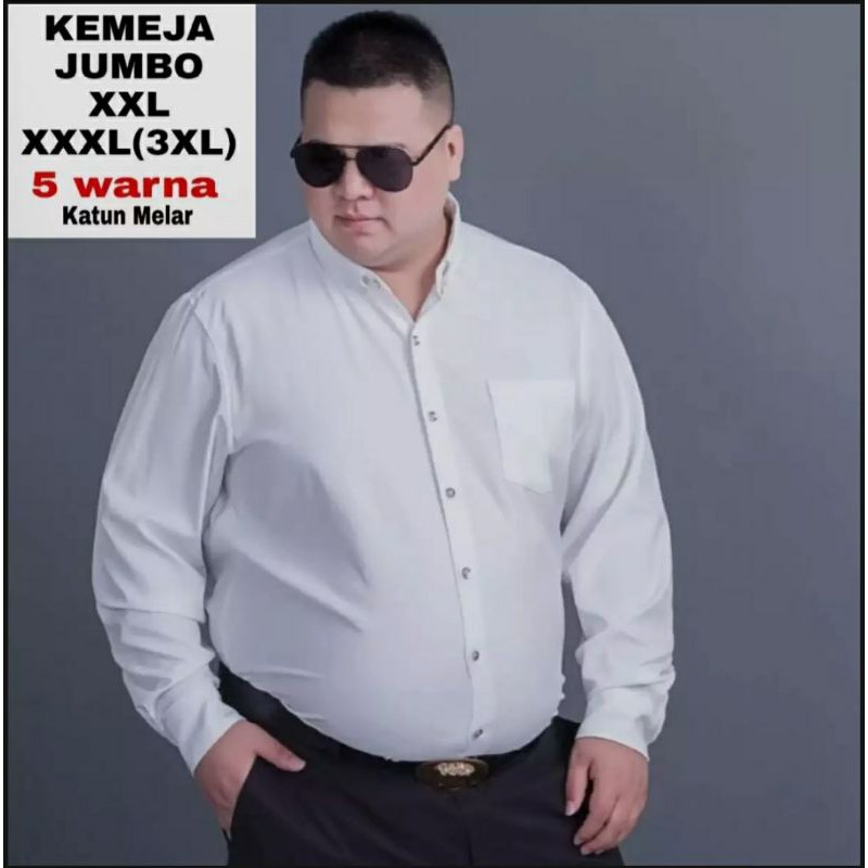 Big Size Kemeja Polos Lengan Panjang Hurley Warna Putih