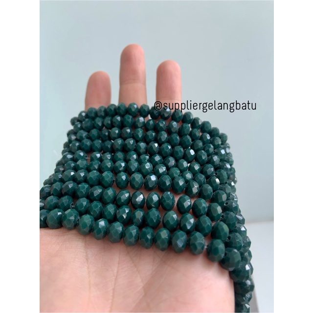 Crystal Ceko Doft 8mm HIJAU TUA DARK GREEN bahan craft manik donat