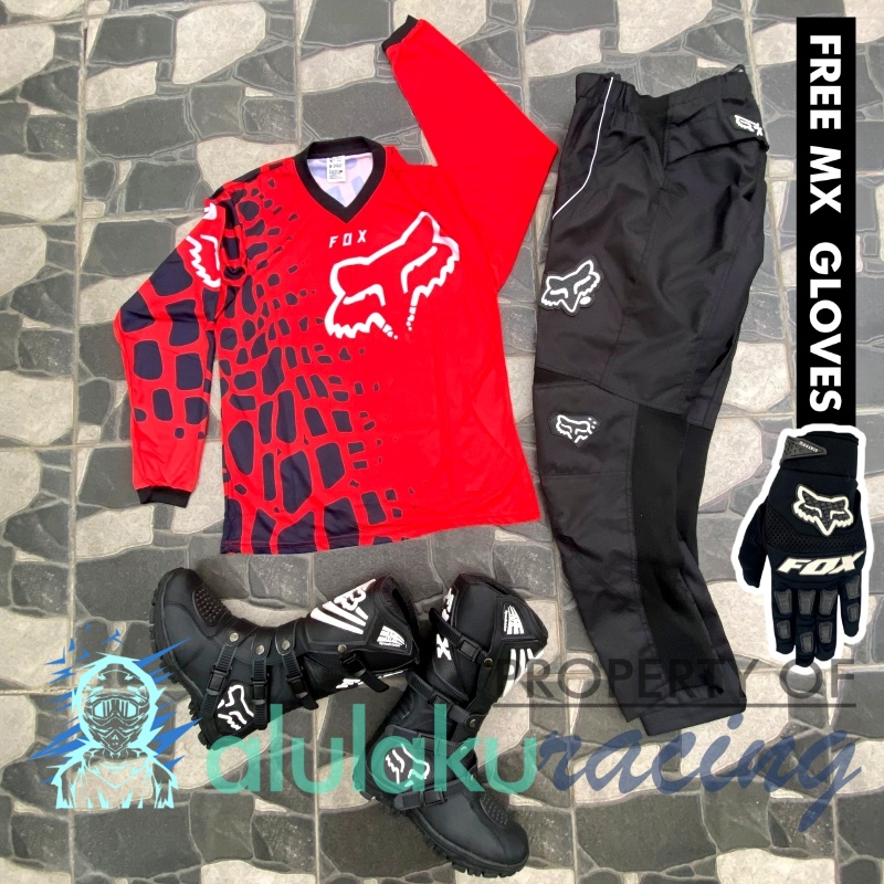 Jersey, Celana, Sarung Tangan &amp; Sepatu SV Fullset MX Trail Motocross - Paket Bundling FOCTSV140101-F41