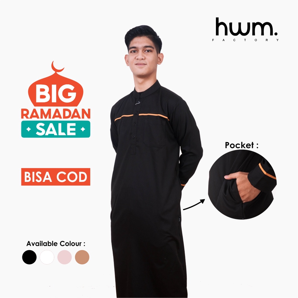 ARRA FACTORY Jubah Gamis SATIS Pria Dewasa Polos Lengan Panjang Bahan Cotton Toyobo Adem Nyaman Dipa