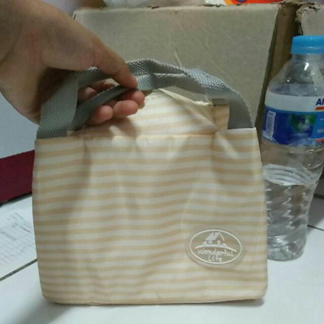 Iconic Insulated Lunch Bag Cooler Tas Bekal Makan Garis Dot Kupu -gn87
