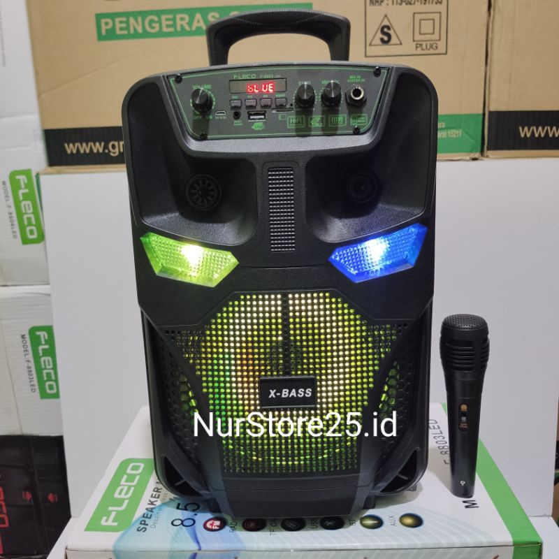 Speaker Bluetooth Portable Fleco F-8803 Bonus Mic Dan Remot/Salon Aktif/Musik Box Bluetooth Full Bas