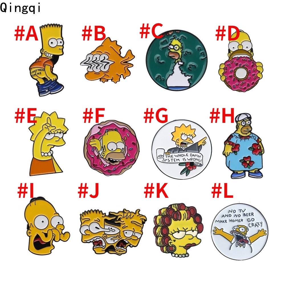 Bros Pin Enamel Desain Kartun Bart Simpson Lisa Homer TV Show Humor Untuk Hadiah Penggemar