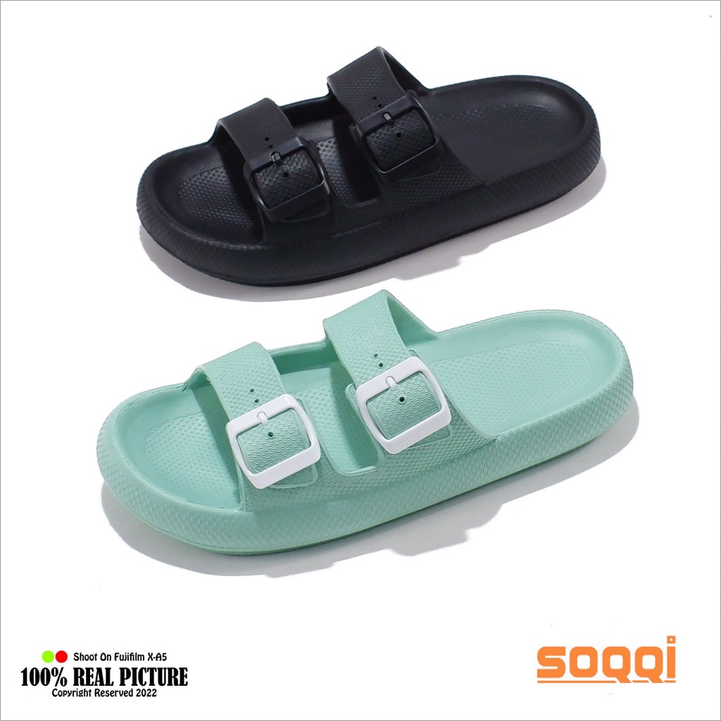 Sandal slop wanita karet jelly tebel original sendal selop jely cewek dewasa perempuan model distro slip on branded terbaru tahan air V02 B promo lebaran keren cod murah 36 40