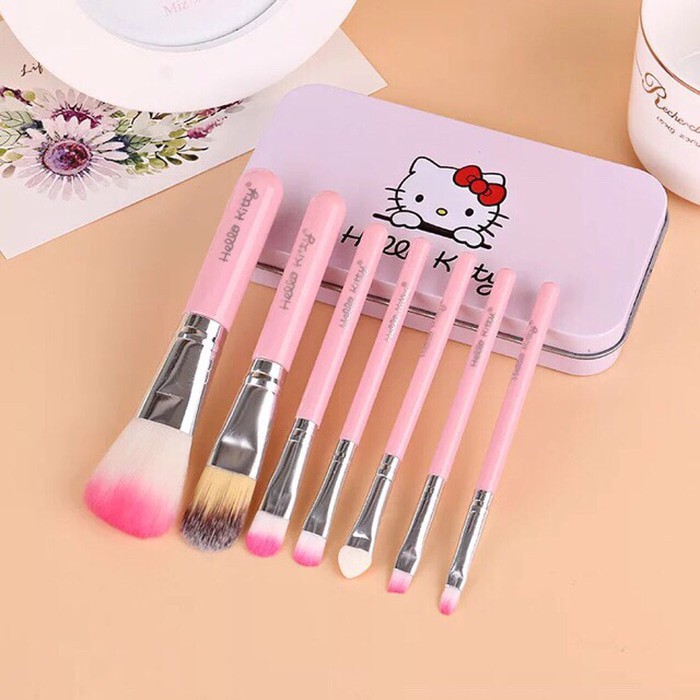 KUAS MINI 1 SET ISI 7 PCS BRUSH MAKE UP SET HELLOKITTY