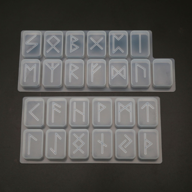 SIY  Rune Stones Wicca Crystals Mold with Engraved Elder Futhark Alphabet Viking Rune Hand Resin Casting Mold Kit Witchcraft