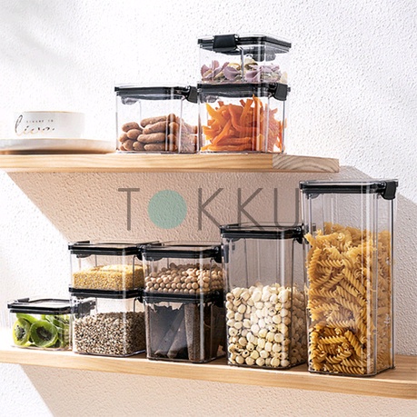 Toples Kotak Snack Kedap Udara Penyimpanan Bening Cereal Kontainer Makanan Food Storage Jar Container