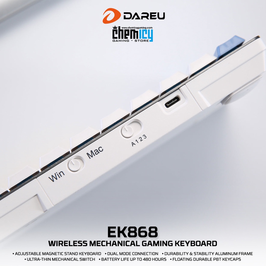 Dareu EK868 Low-Profile Wireless Bluetooth Mechanical Gaming Keyboard