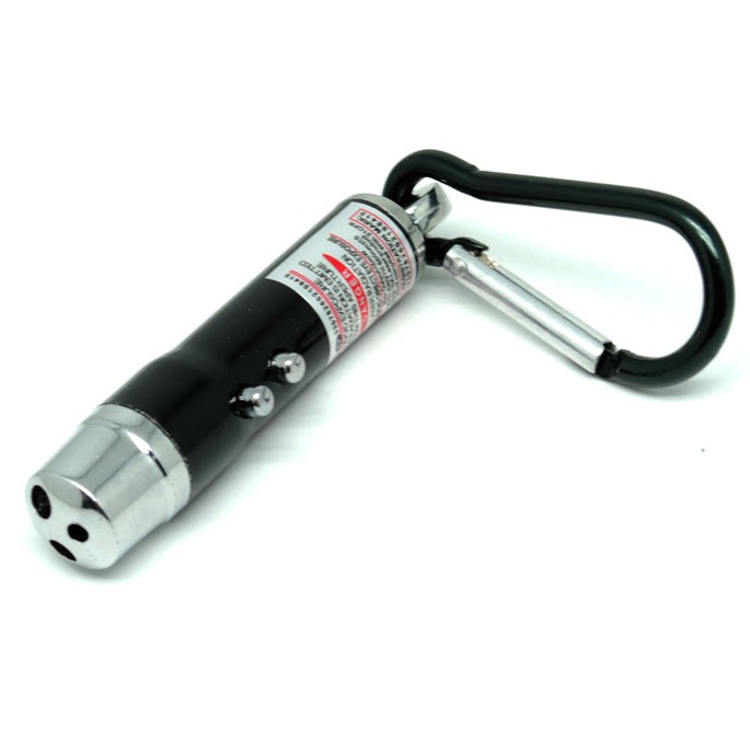 3 in 1 Red Laser Pointer 1mw 650nm + Flashlight &amp; UV - A-LPP-006 - Black