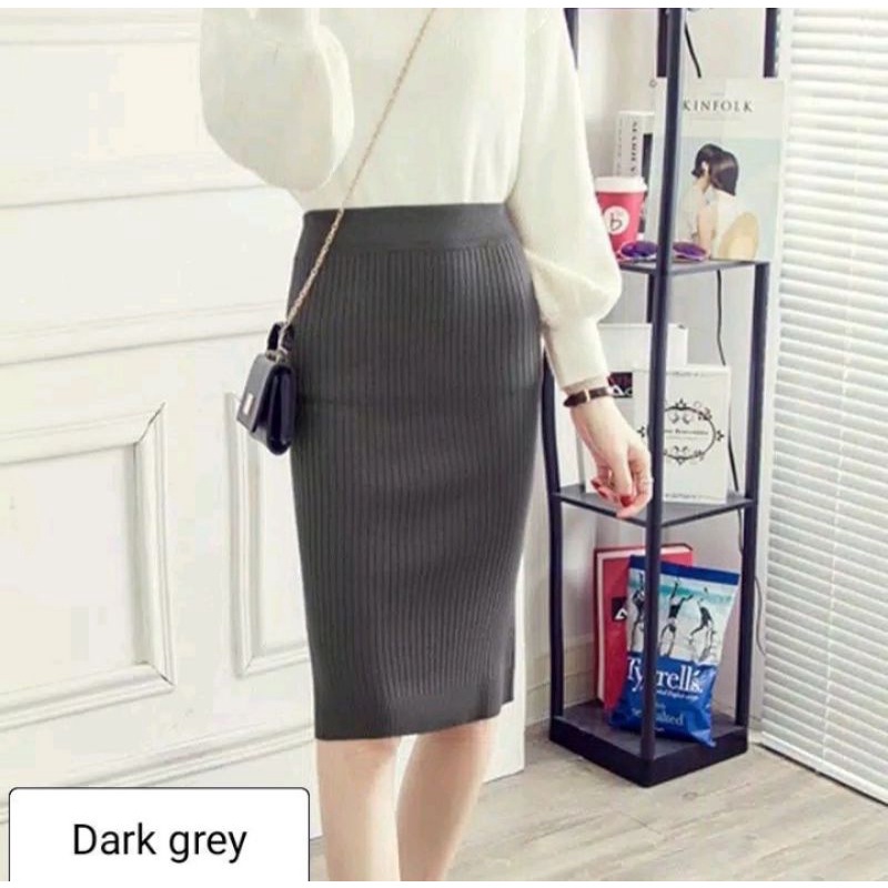 ROK PREMIUM ROK RAJUT SPAN PENDEK | MIDI SKIRT PREMIUM | ROK SPANT OUTER KNIT | ROK PENDEK