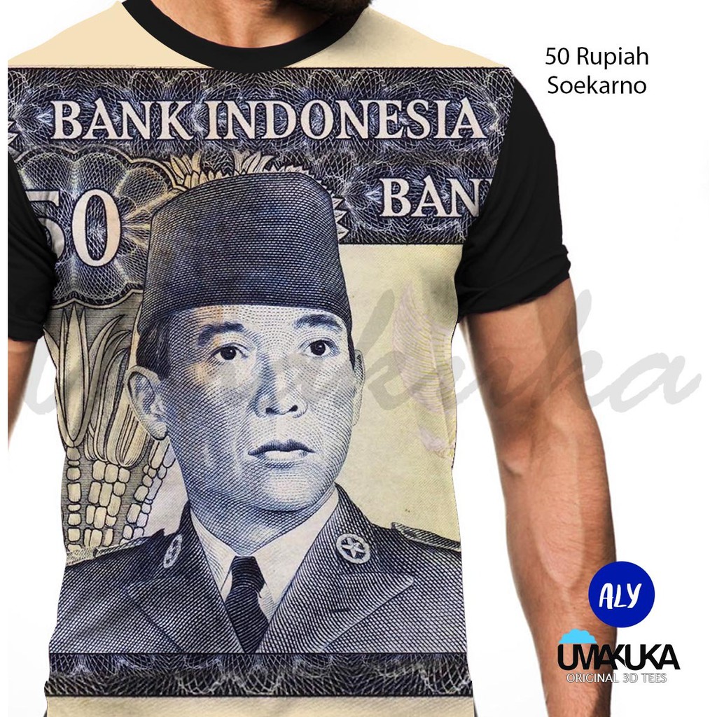 KAOS 3D UMAKUKA FULLPRINT BIASA - 50 RUPIAH SOEKARNO