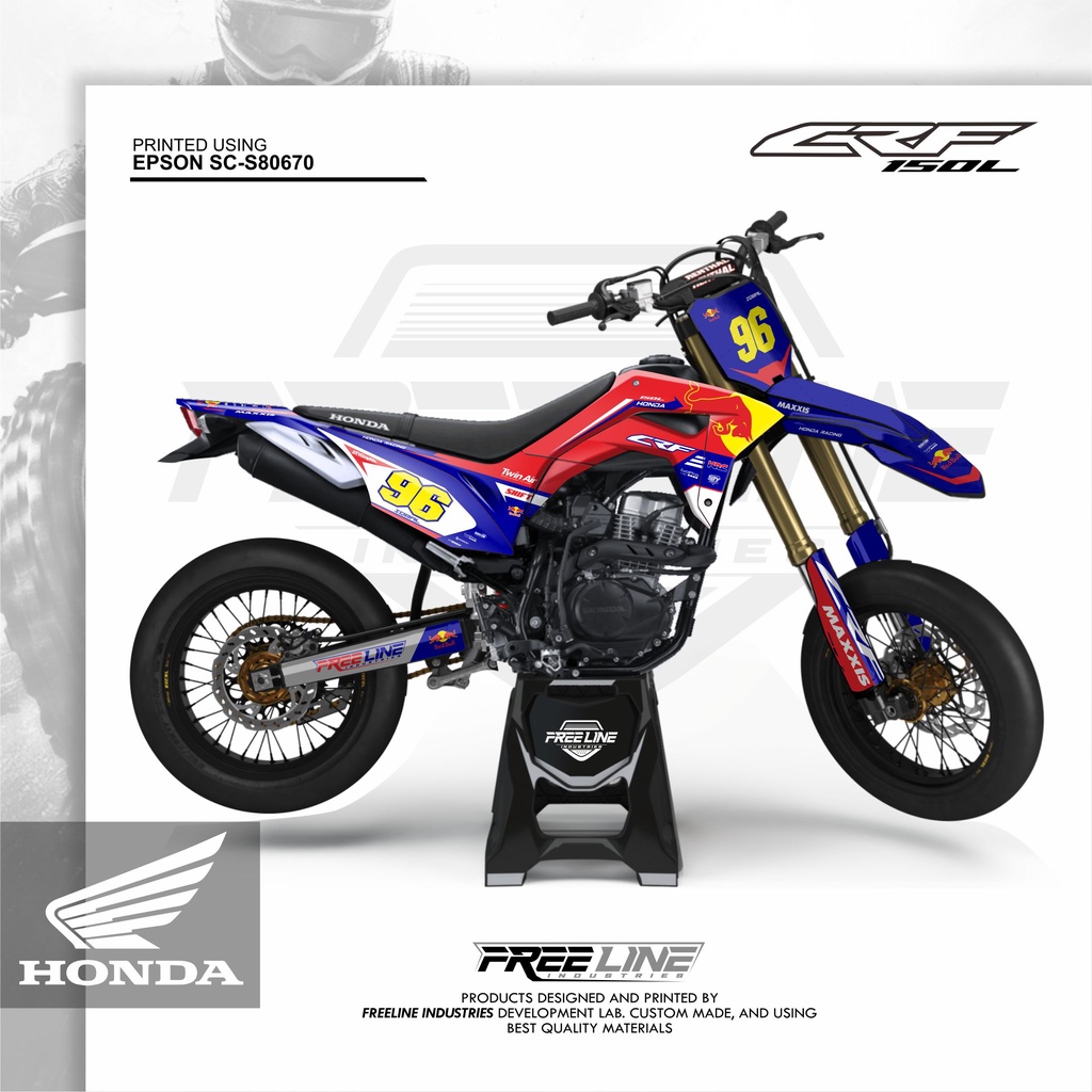 DECAL CRF150L REDBULL CUSTOM NAM NOMOR WARNA