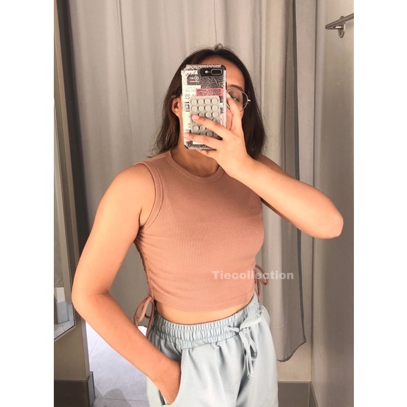 Tanktop Tali Serut Samping Crop Top