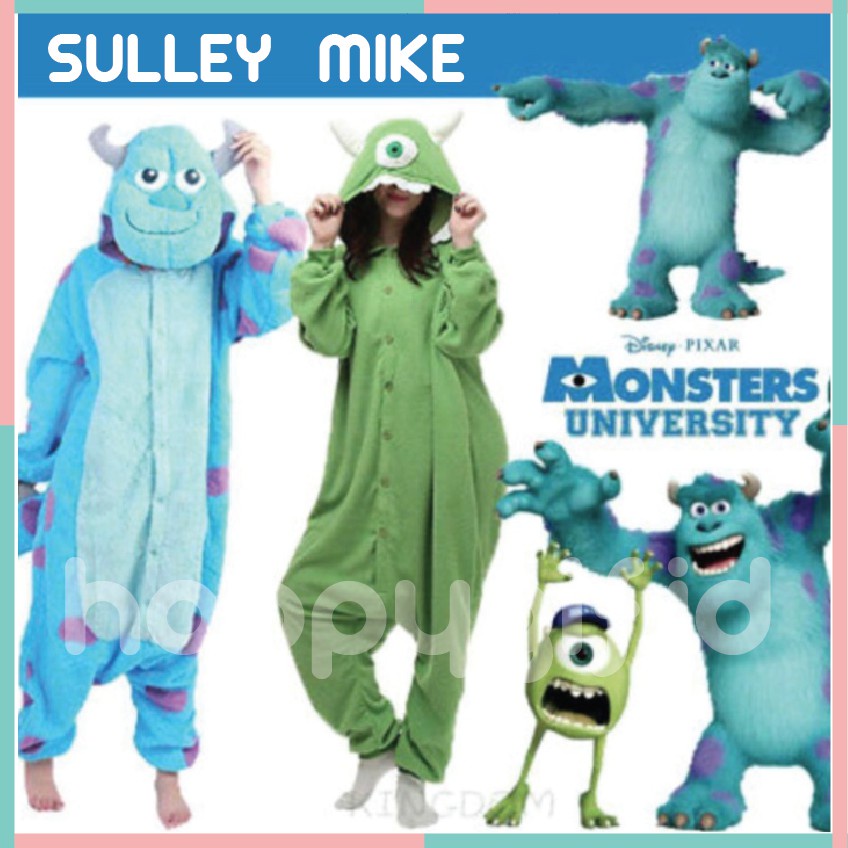 BAJU TIDUR KOSTUM ONESIE KIGURUMU PIYAMA MONSTER DEWASA KARAKTER - SULLEY MIKE SULLIVAN MONSTER INC