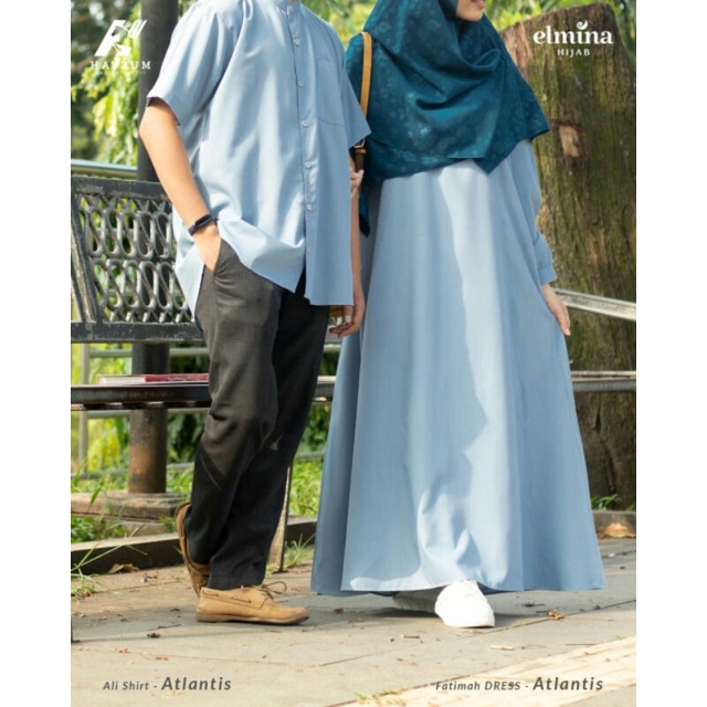 Baju Couple Fatimah Dress &amp; Ali Shirt Short Sleeve By Elmina &amp; Hayzum