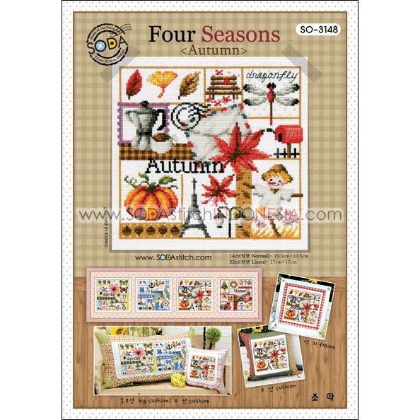 Paket DIY Craft Sulam Kristik Strimin Sodastitch SO-3148 Four Seasons Autumn Fall Musim Gugur