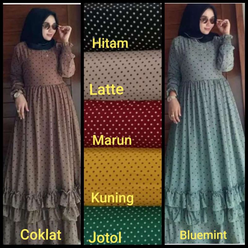 gamis ceruti motif polkadot