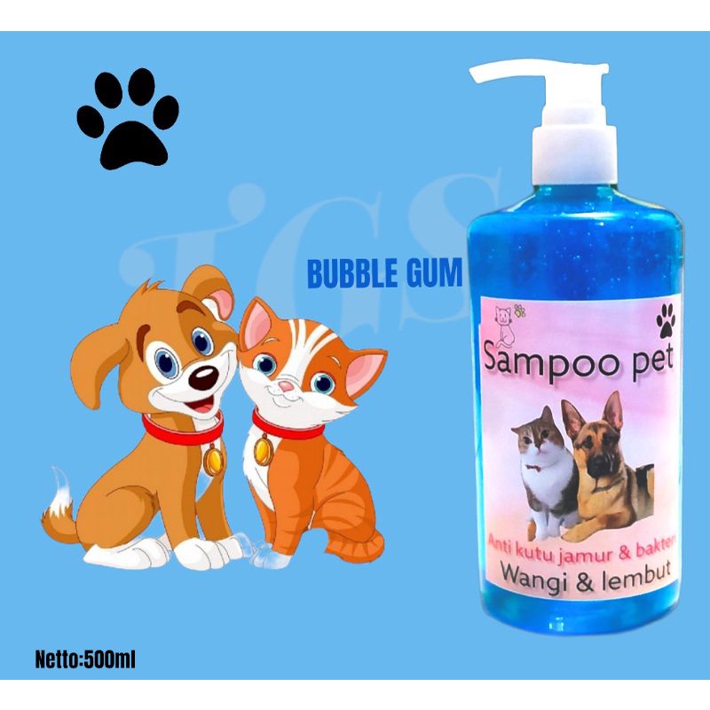 SHAMPOO KUCING ANJING KELINCI MUSANG/ANTI KUTU JAMUR&amp;BAKTERIAL/ANTI FLEA&amp;TICK/SHAMPOO PELEMBUT&amp;PENUMBUH BULU LEBAT. BUBBLE GUM 500ML