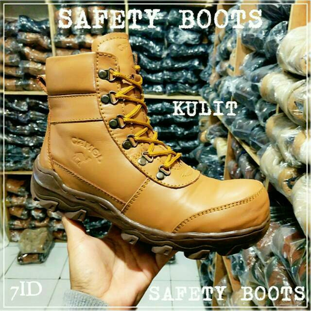 SEPATU PRIA SAFETY BOOTS BOOTS SAFETY PRIA KERJA PROYEK 07 LAPANGAN CAMEL KULIT