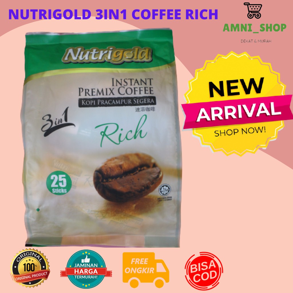 NUTRIGOLD premix coffee RICH 25stik x 20gr Malaysia ORIGINAL