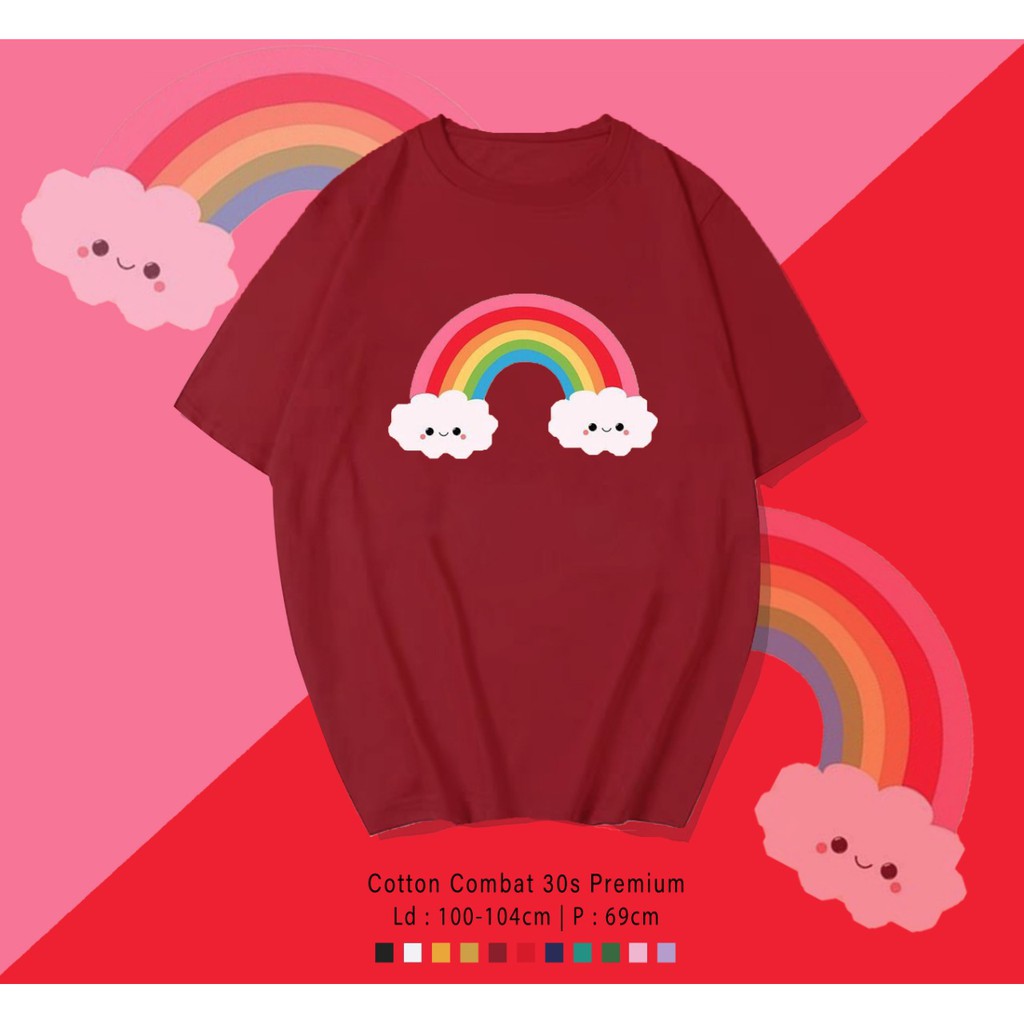 RAINBOW PELANGI KEHIDUPAN SMILE KAOS DESIGN PREMIUM  / TERMURAH