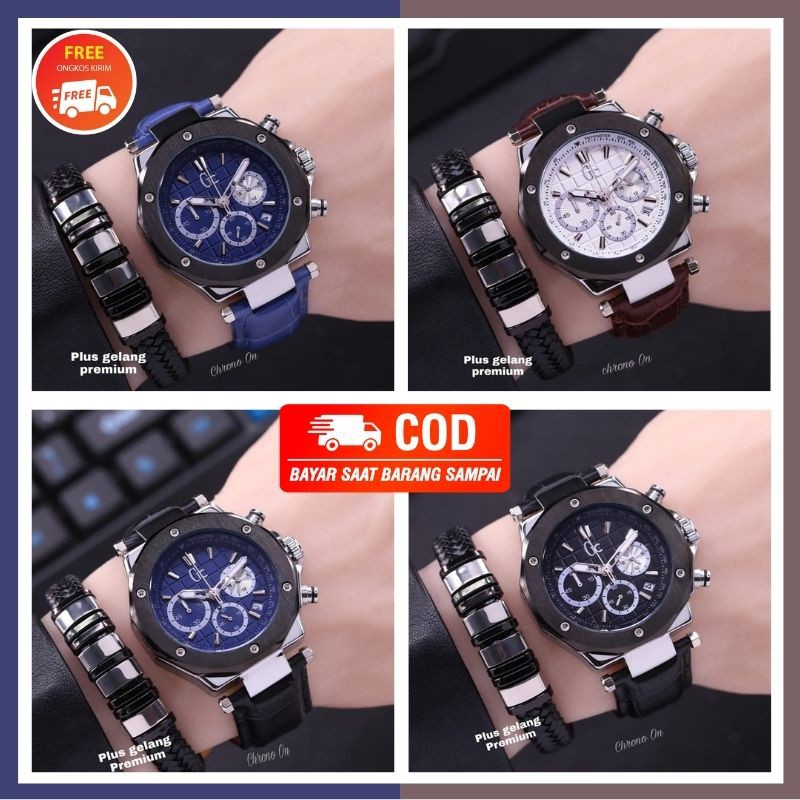 JAM TANGAN GUESS WANITA GC KULIT ORIGINAL DATE CHRONO ACTIVE FREE GELANG ANALOG CEWEK ADA 4 WARNA