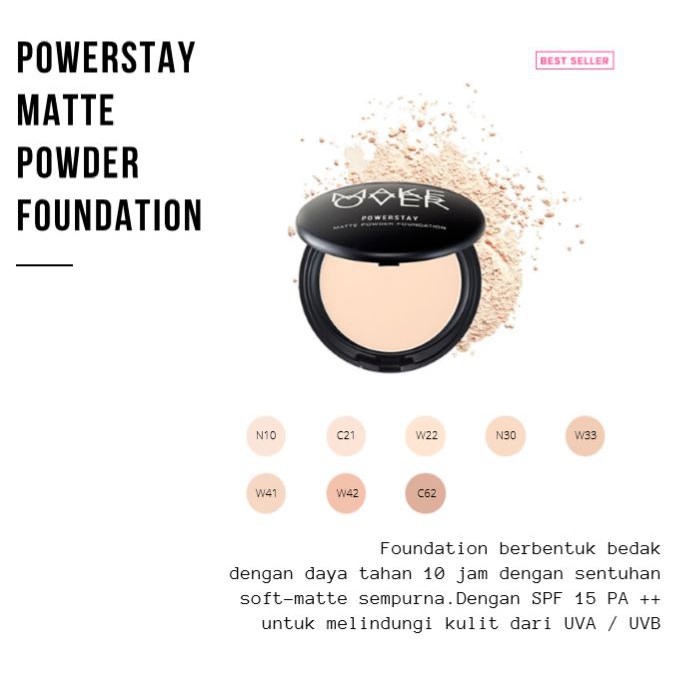 ☘️Yuri Kosmetik☘️ MAKE OVER POWERSTAY MATTE POWDER FOUNDATION