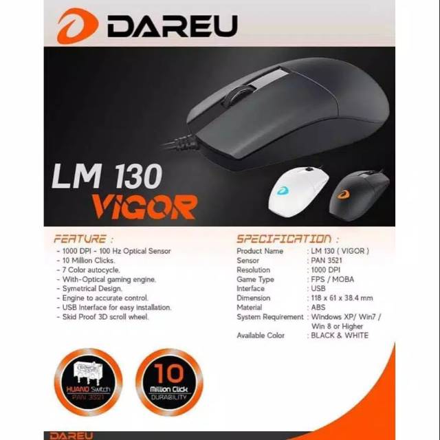 Mouse Gaming  Dareu Vigor LM130 RGB FPS  MOBA   M719