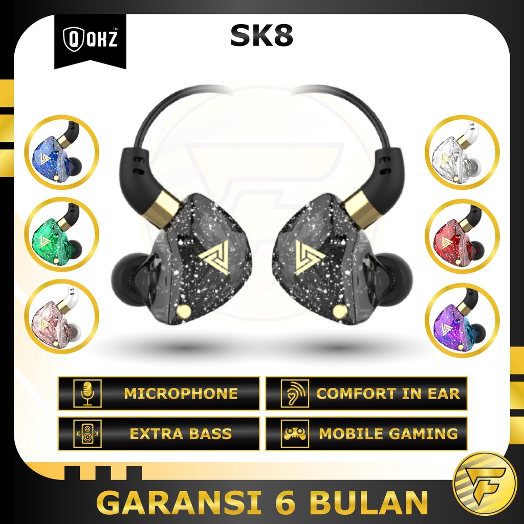 QKZ SK8 earphone original Dynamic Heavy BASS stereo music sport telfon headset with mic