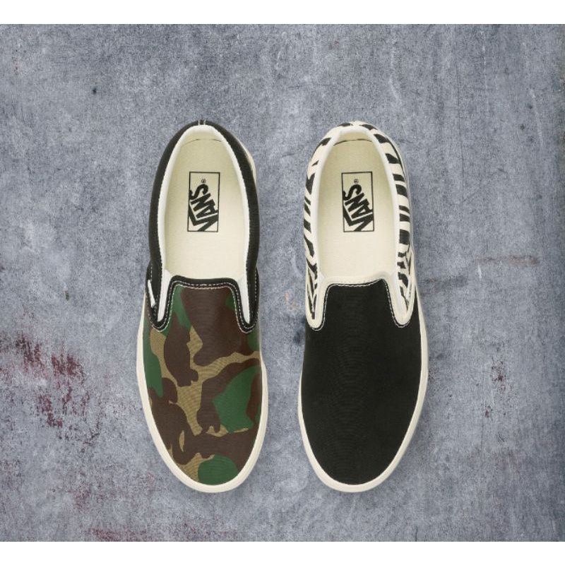 vans slip on miss matc zebra camo/vans slip on miss match/vans original/sale vans/vans resmi/vans na