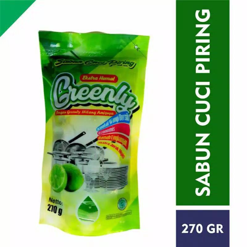 3PCS SABUN CUCI PIRING CAIR REFILL CURAH GREENLY 270gr