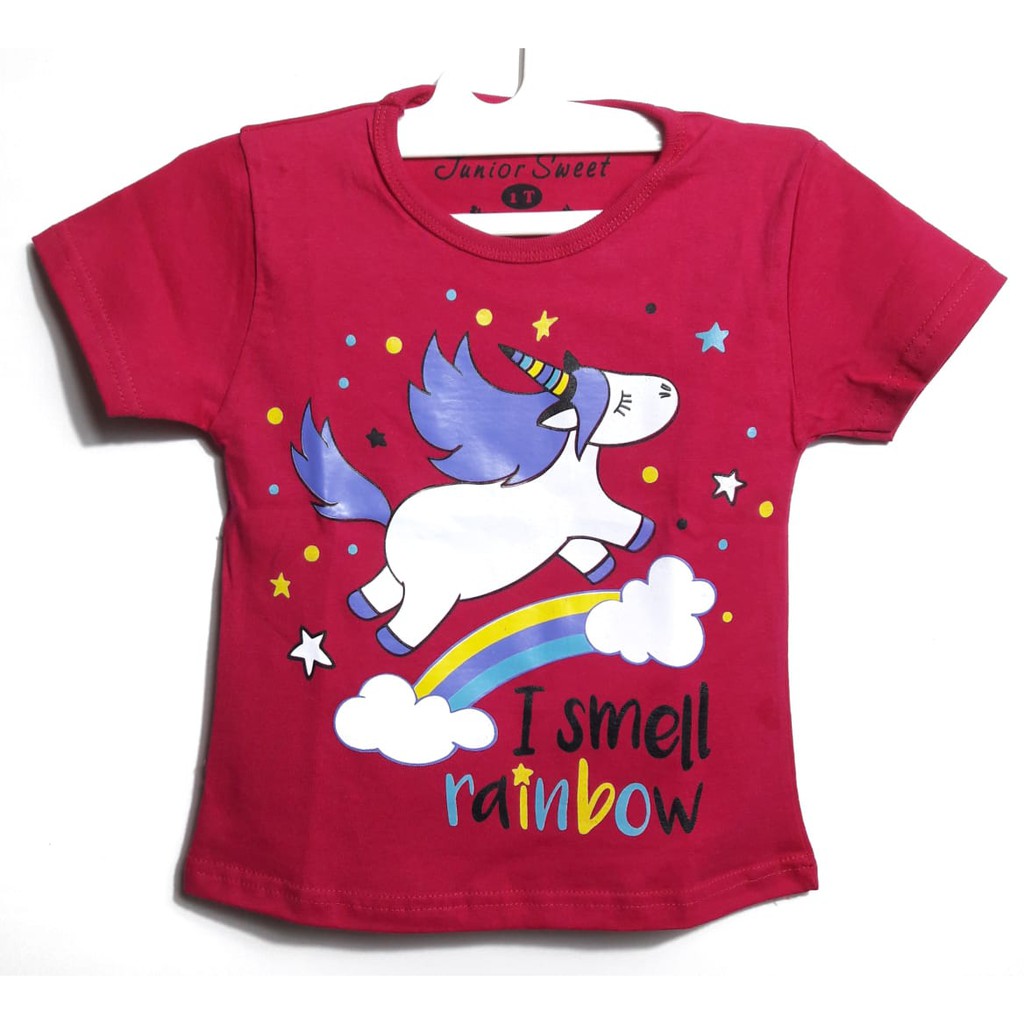 PKA KP Grosir KAOS  Anak  Karakter UNICORN  PUTIH MERAH 