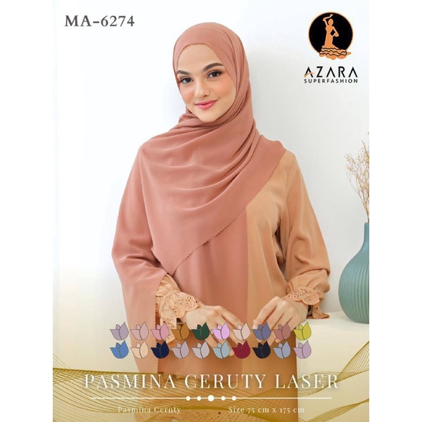 Agen Supplier Grosir Hijab Azara Pashmina Ceruty Laser Cut Jlbab Pashmina Polos Laser Cut Terlaris
