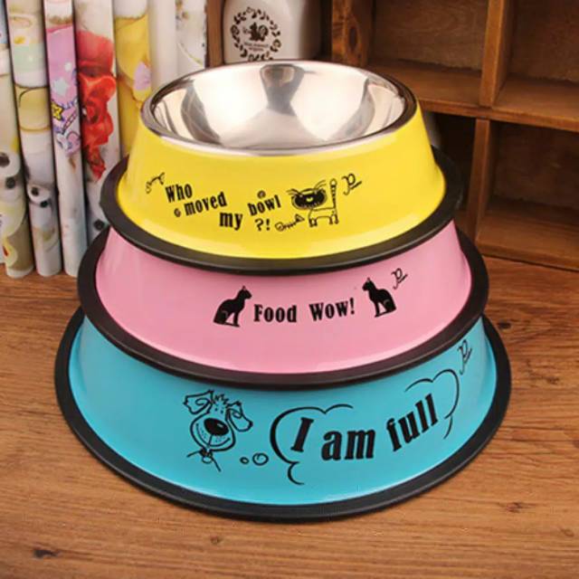 Tempat Makan Anjing Kucing STAINLESS STEEL COLOUR