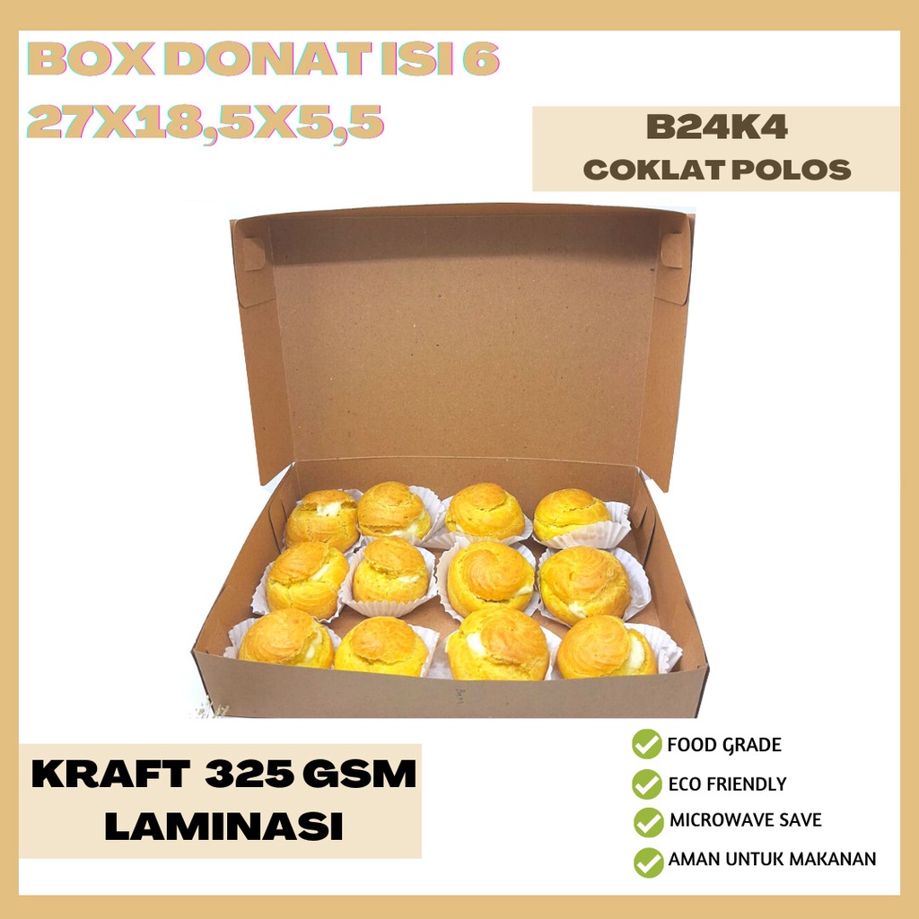 Dus Donat Box Donat Isi 6 Dus Donat (B24K4-27X18.5X5.5 Cm)