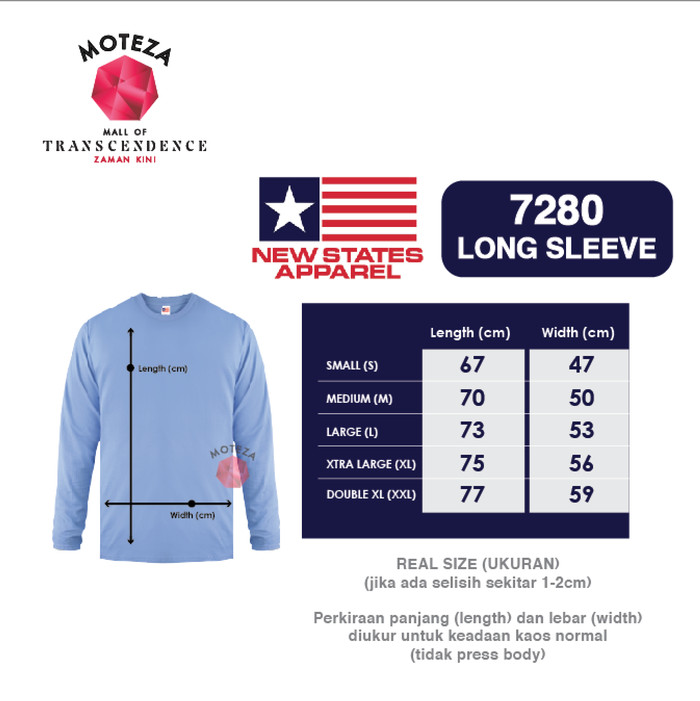 Kaos Lengan Panjang Long Sleeve - NSA Premium Cotton 7280 - WARNA (Cool) - GROSIR