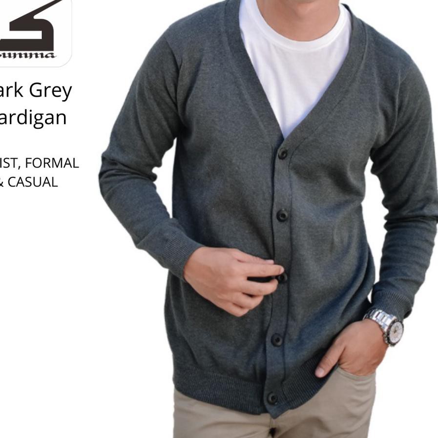 ☆Harga Promo☆ Cardigan Pria Kekinian / Cardigan Abu-abu Tua Casual dan Formal ...