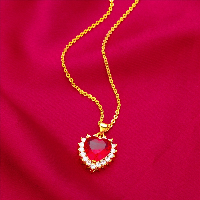 Set Kalung Anting Liontin Hati Kecil Lapis Emas Asli Kadar 375 Untuk Aksesoris Perhiasan Wanita