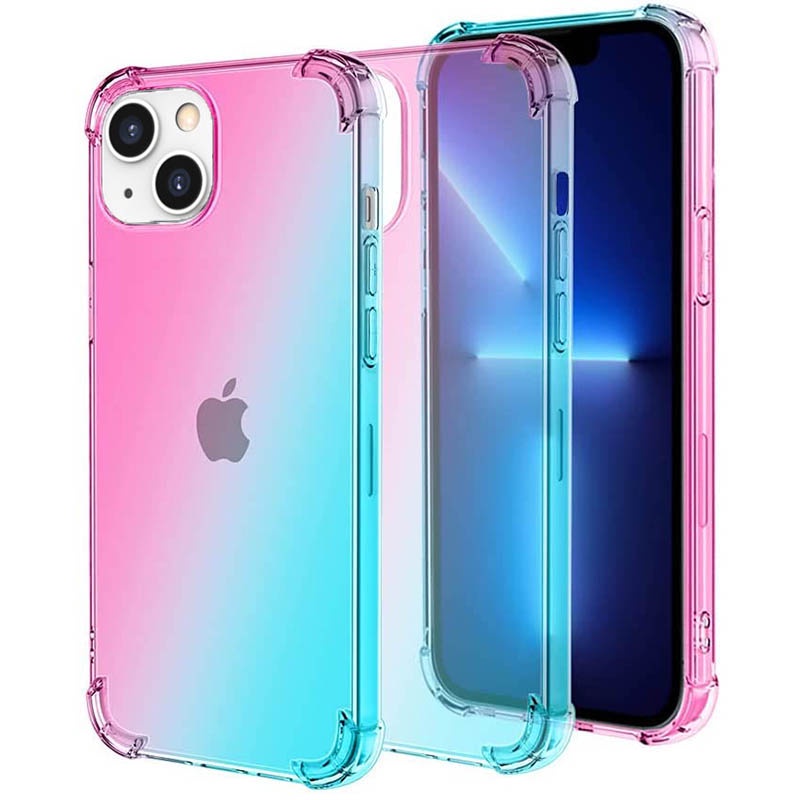 Shock Gradient Case iPhone 13 6.1 - Rainbow Clear Soft Cover Anti Crack Premium Casing